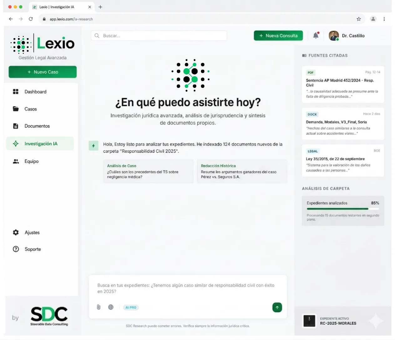 Asistente de IA en Lexio